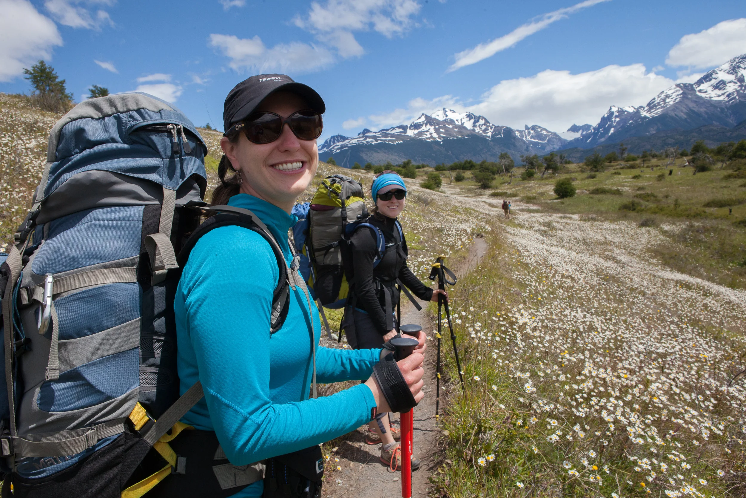Martha and Rachel keeping the excitement high while hiking the trail to Dickson Shelter. 