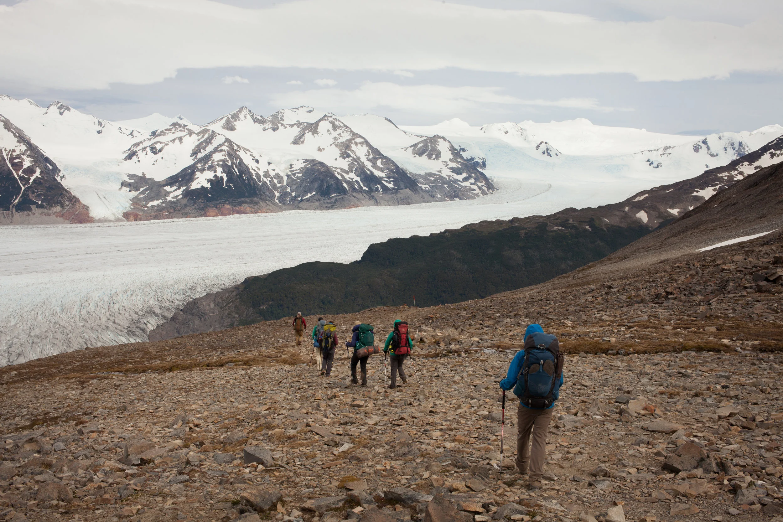 Once at the top of the pass, we were able to see Grey Glacier and the Southern Patagonia Ice field. The Southern Patagonia Ice Field is the second largest contiguous ice field in the world. The glacier was huge. The sprawling sheet of ice was textured with crevasses and debris. We had the rest of the day to walk in it's presence. 