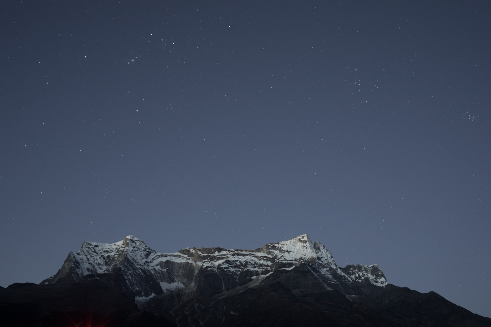 Stars over Kongde Lho 6,187 m / 20,299 ft, Nepal. (Elevation credit: PeakFinder)