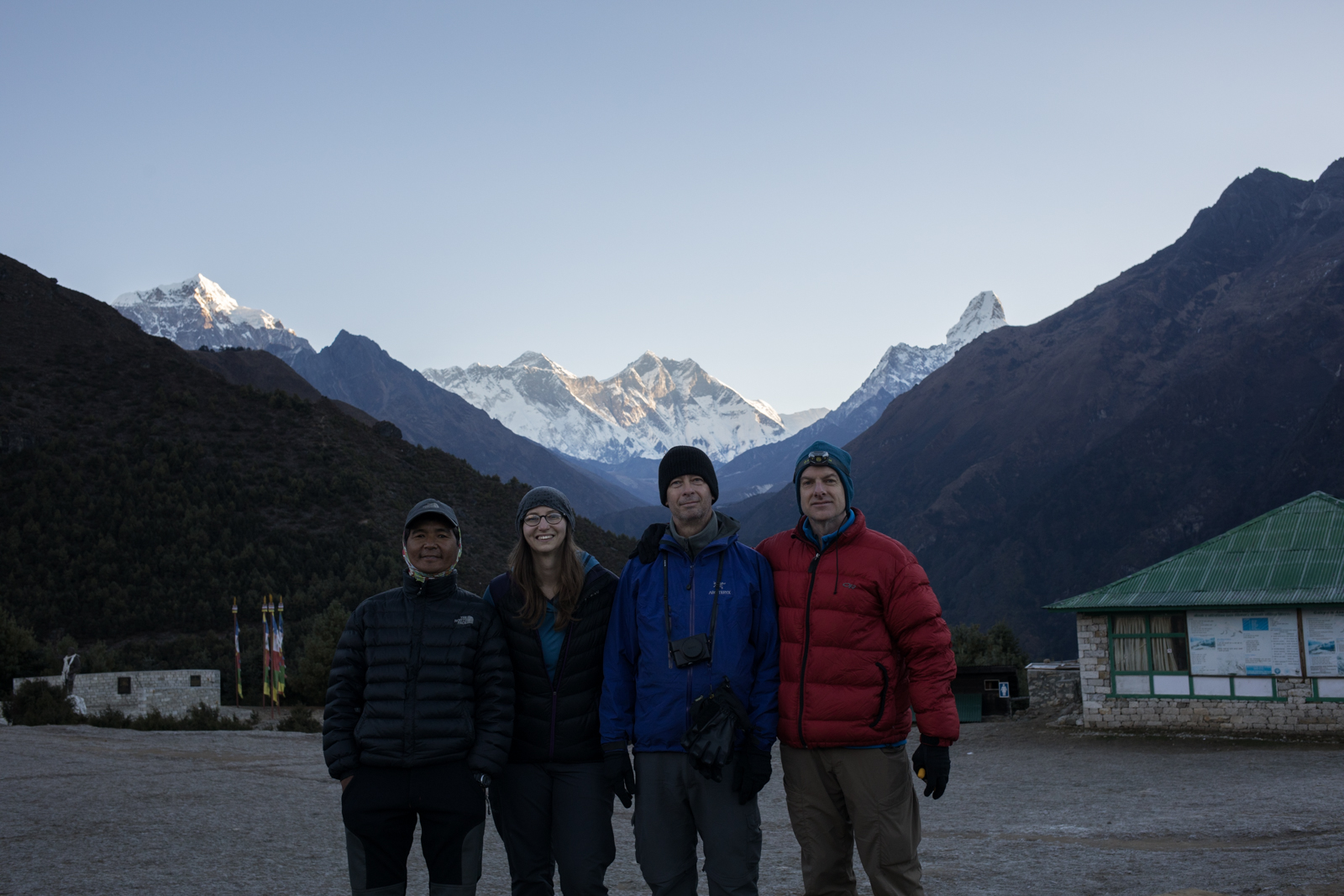 Our group photo in front of Everest. 