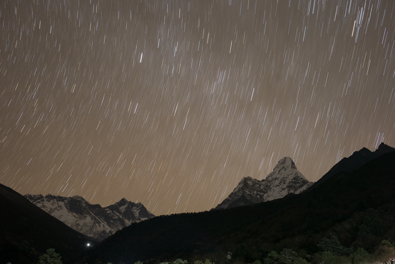 Star Trails. Ama Dablam 6,856 m / 22,493 ft. (Elevation credit: PeakFinder) 