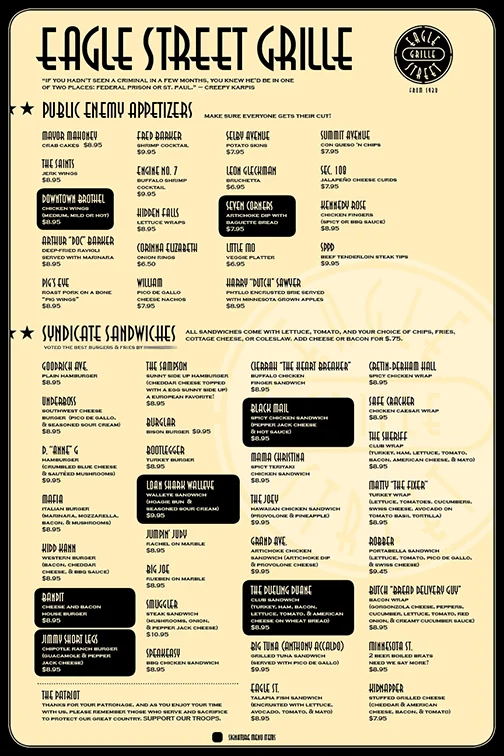 Eagle Street Grille Menu