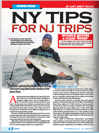 Charter Client Paul Covine of Barnegat holding a nice 35-inch bass taken on the Sweep-Method Trolling.