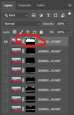 Click on the layer mask in the sky layer of your image.