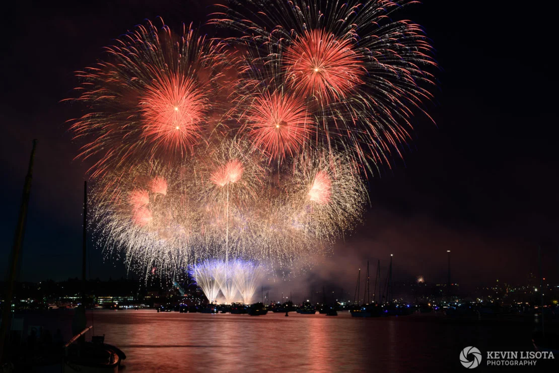Fourth of July Fireworks at Seattle’s Gas Works Park. Nikon D810, 70mm, 8.0″, f/9.0, ISO 100