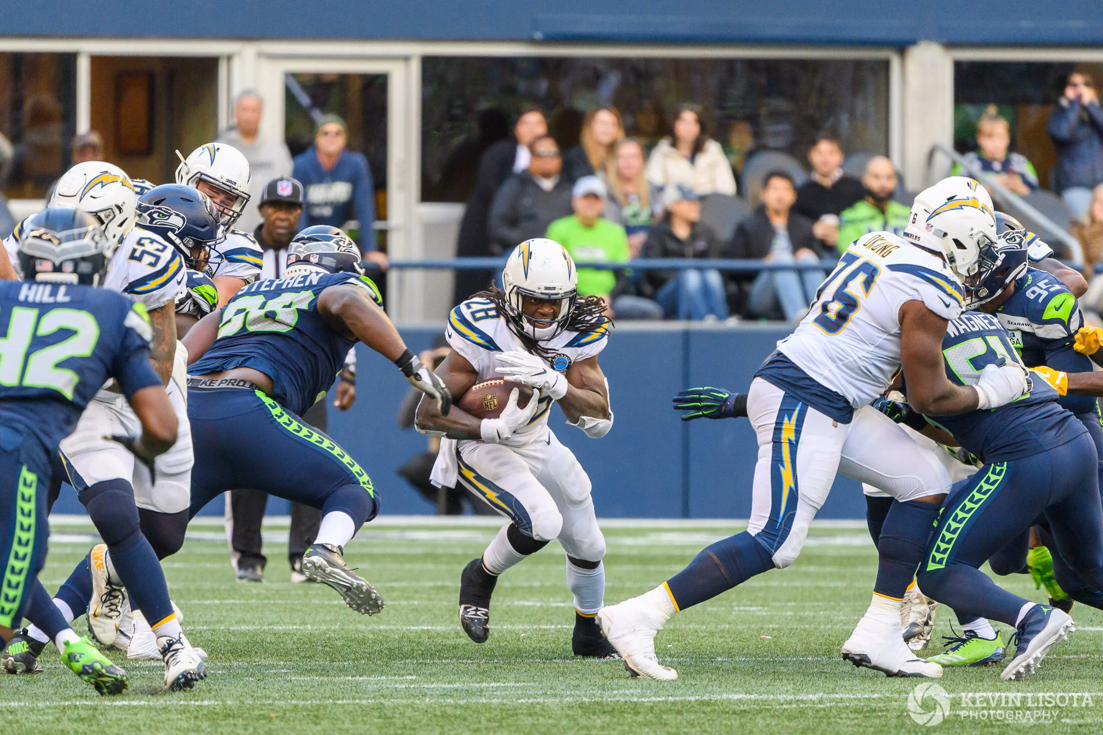 Melvin Gordon rushes the football