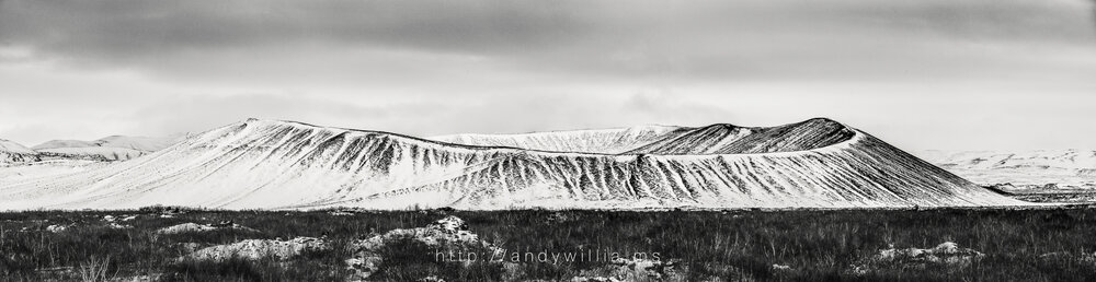 Crater at Mývatn, North Iceland, after conversion to black and white.