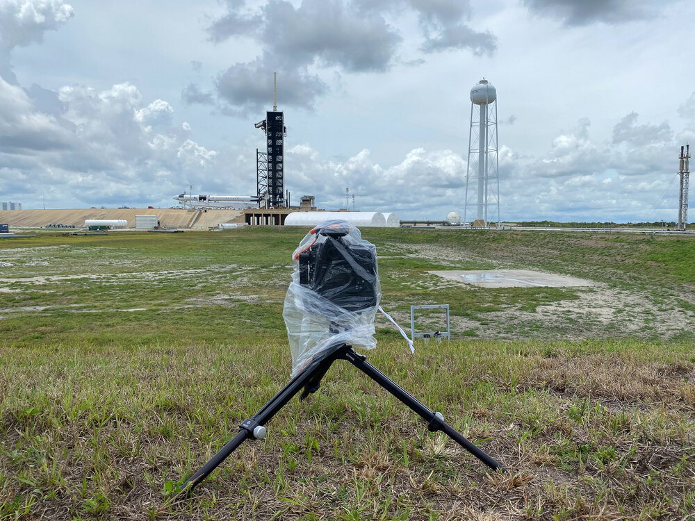 Camera protection with a low center of gravity and wrapped for the wet Florida weather.