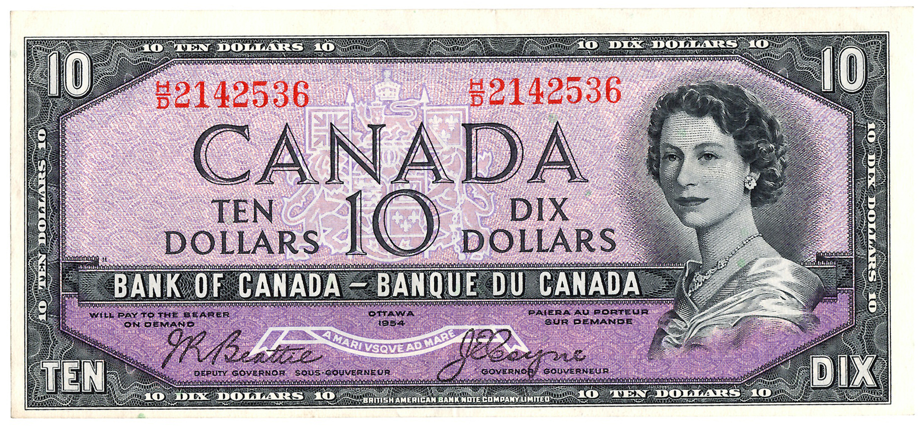 Canada - 1954 "Devil's Head" $10 Note