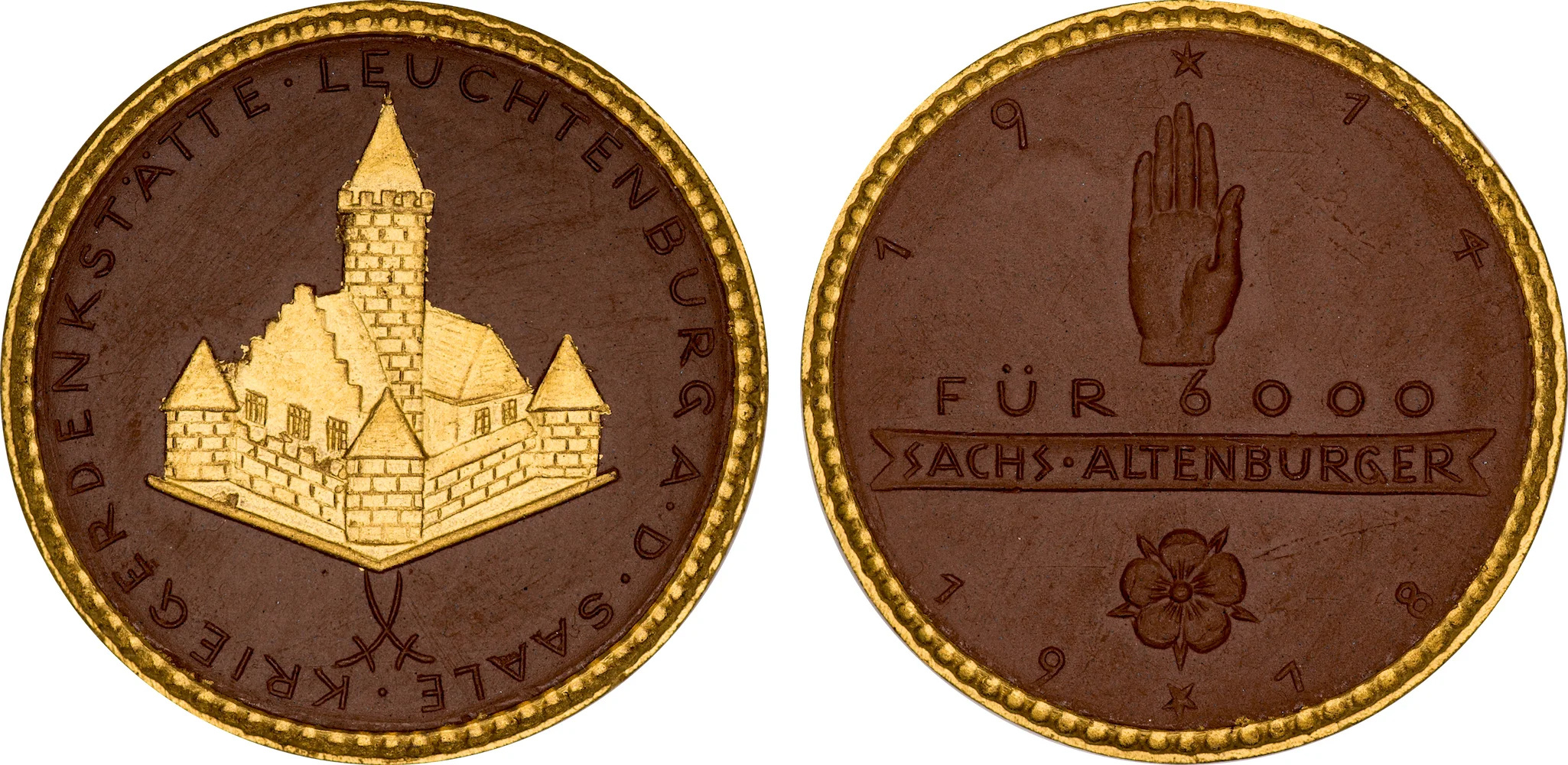 #10 Diameter: 41mm / Weight: 10.1g Germany (Altenburg) 1918 Porcelain Gilt Medal Scheuch # Mintage: