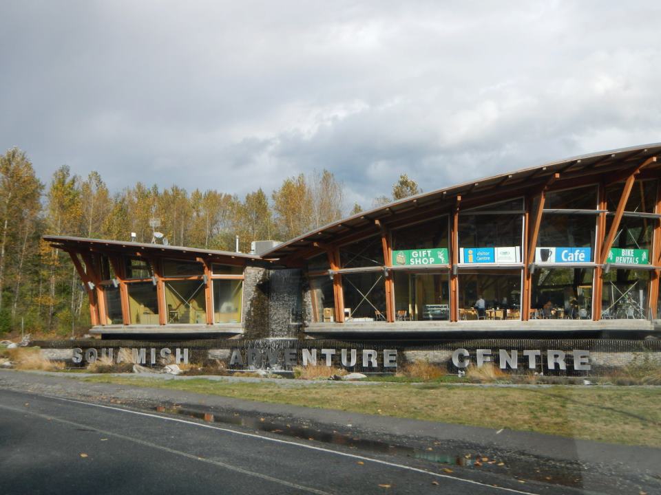  The Squamish Adventure Center. The center windows show the cafe, where we had coffee. 