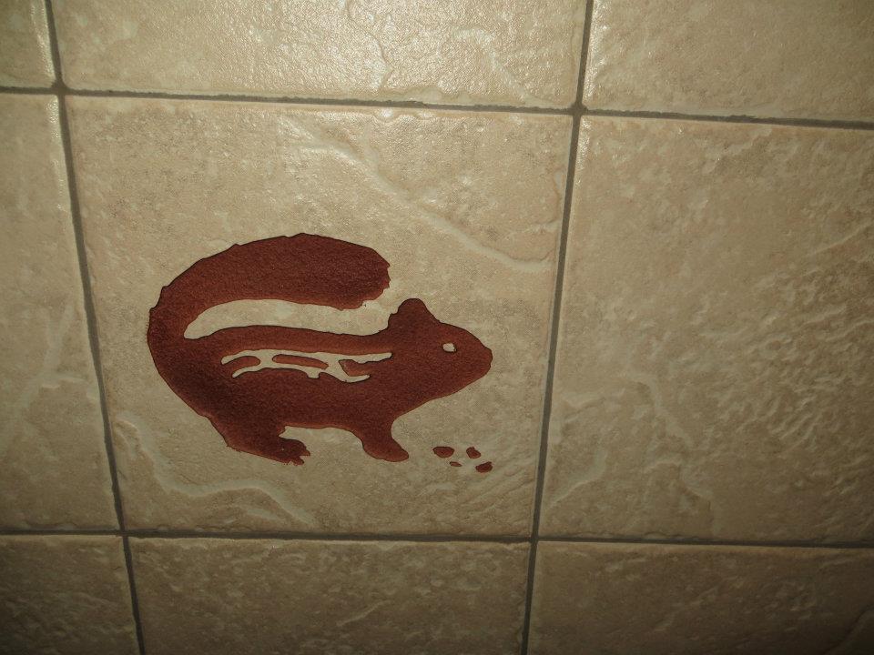  Our bathroom had cute animal tiles. 