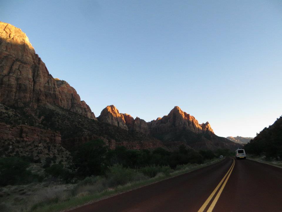  The road with shadows. 