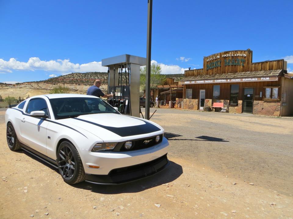  Thunder fueling up at a station near the Burr Trail Grill. We almost grabbed food in the station, because we had not seen a restaurant for hours. Luckily, we waited and the Burr Trail Grill was down the road. 