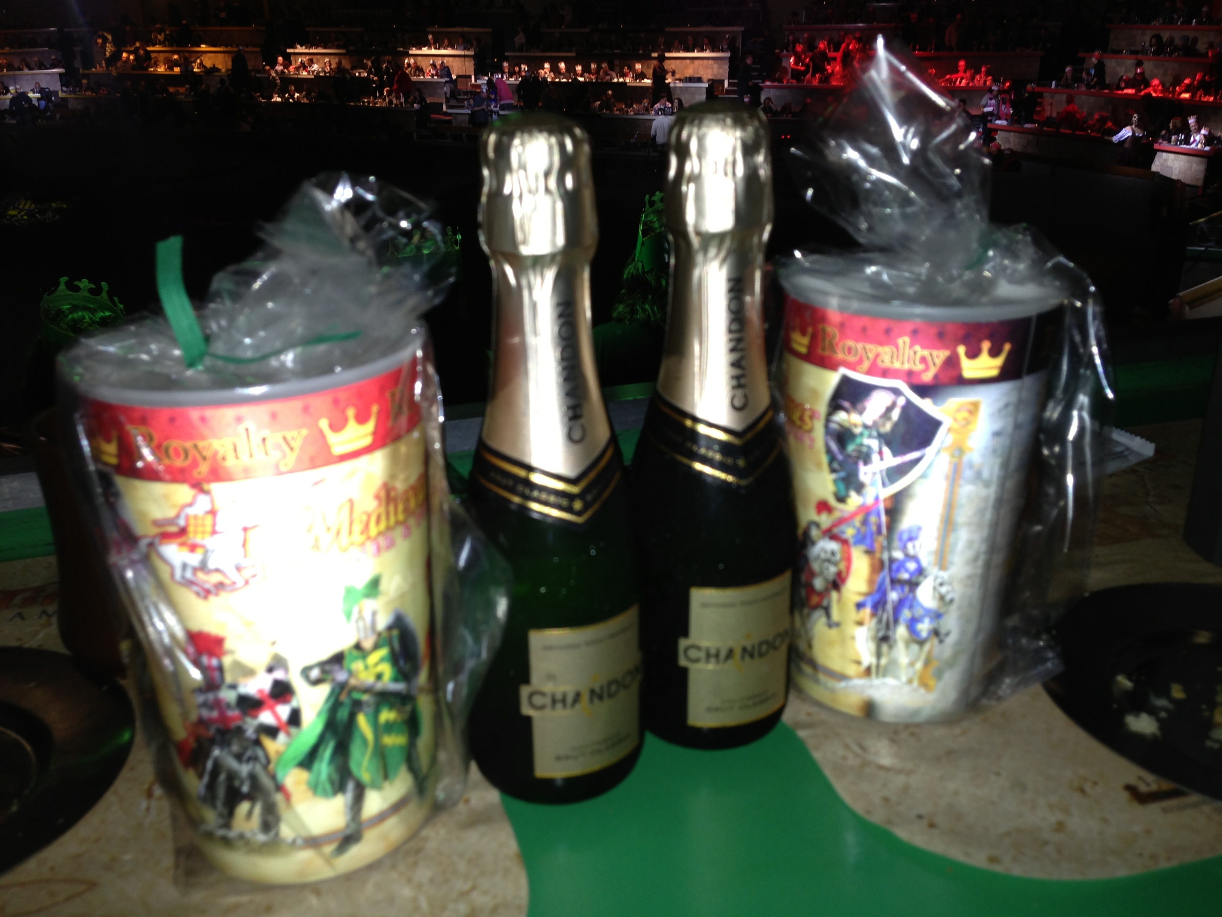  Our bottles of champagne and NYE cups. The champagne was terrible, we tossed it after a few sips (this was a very sober NYE), but the thought behind it all was nice. I wish that I had asked for sparkling cider instead. 