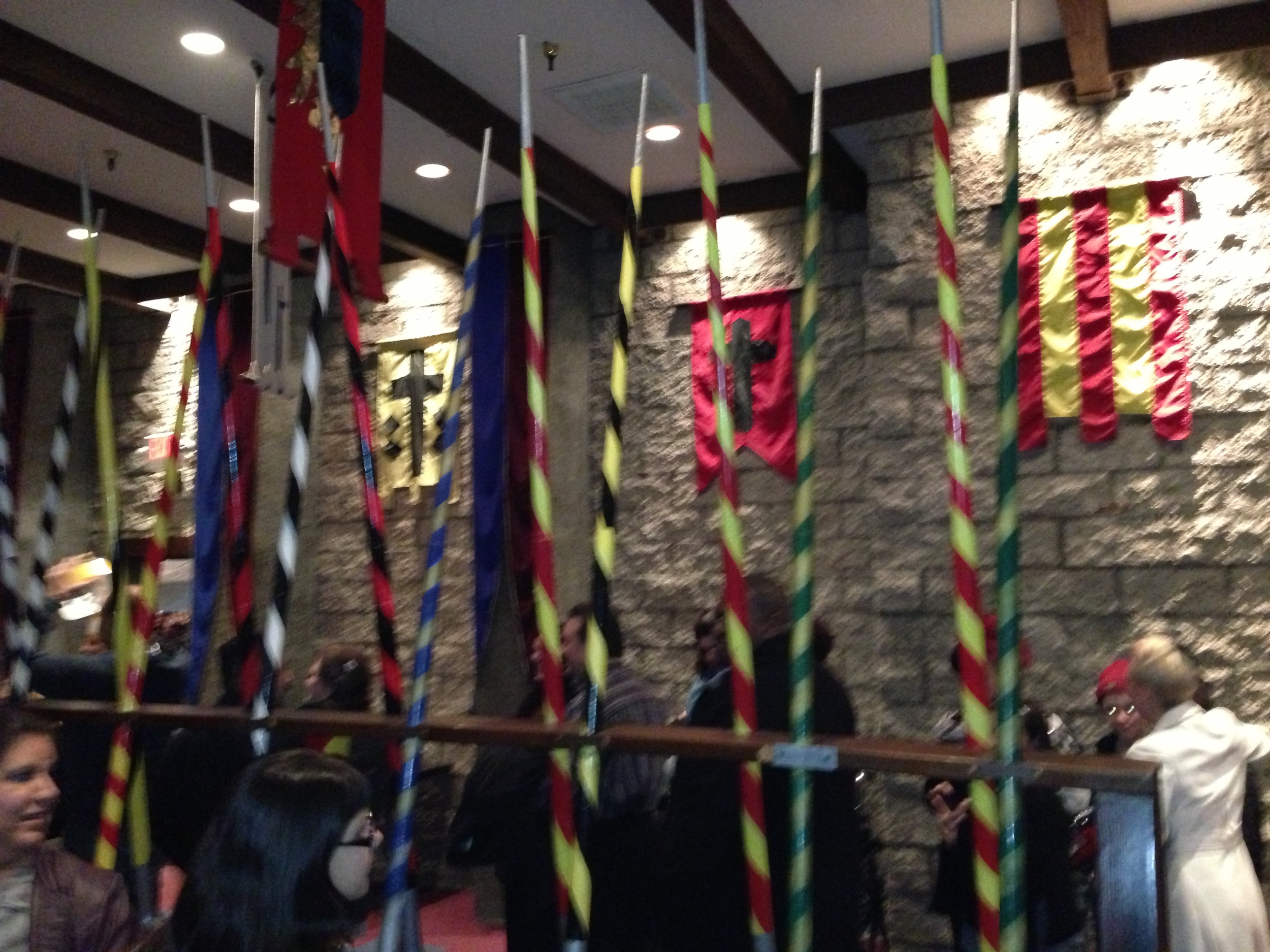  The Hall of Flags, aka the queue to wait for your seating assignment and crowns. It's a bit like the Sorting Hat. 