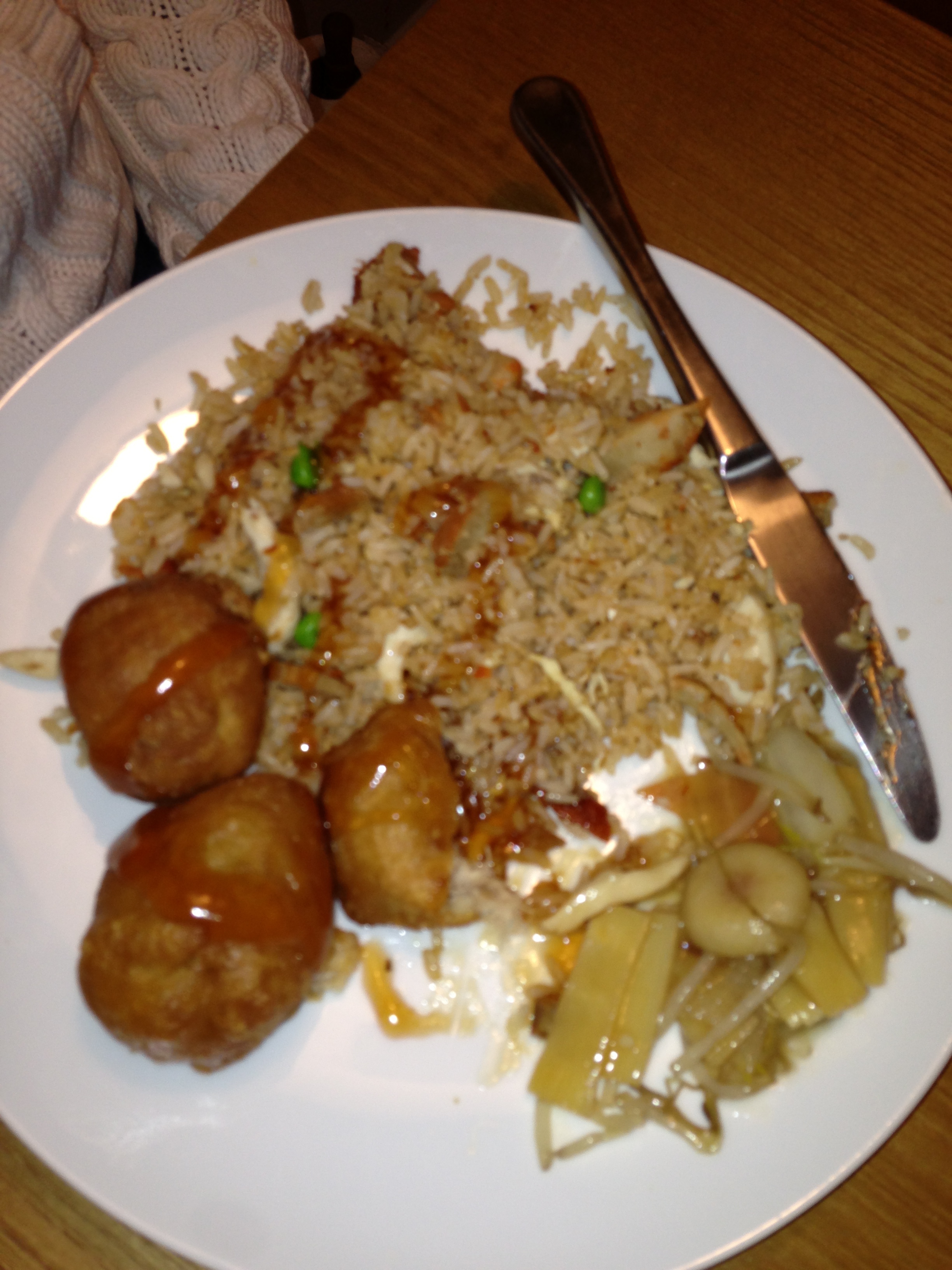  ​Pork balls, fried rice and veggies 