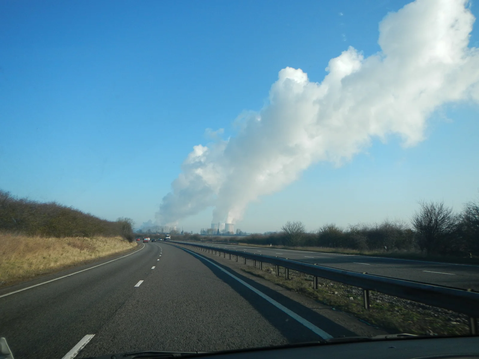A factory in the distance.