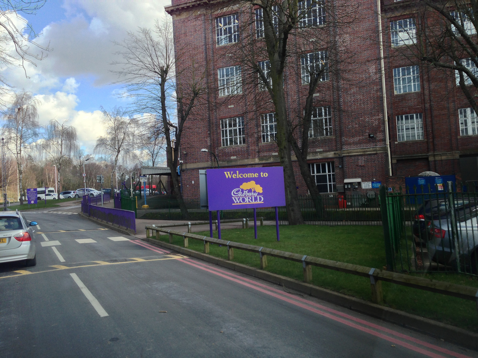  ​Driving into the Cadbury Factory parking lot. 