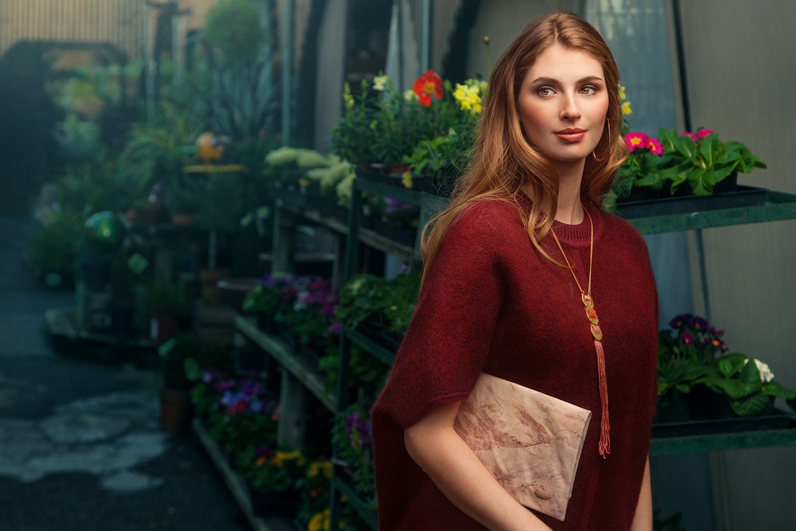The black and white ones are beautiful but I also like the nice red color of her shirt in these. I added a decent amount of green/cyan to the background to create contrast between the warm skin/shirt tone and the cooler background colors. 