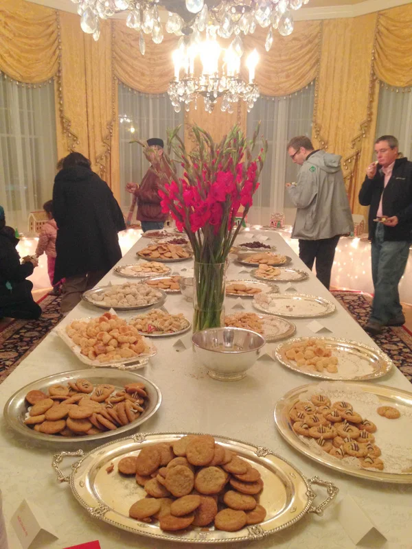 The spread of cookies and fudge in the main dining room.