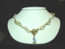 Crystal AB Necklace with Front Toggle to wear 3-ways