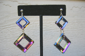 Crystal Square Earrings (Volcano color shown)