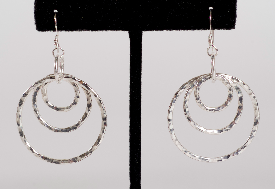 Hammered Fine Silver Circles Earrings