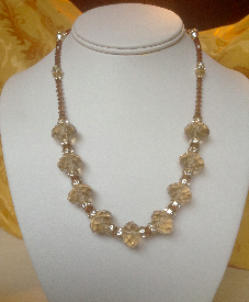Faceted Crystal Rondelles Necklace (Amber color)