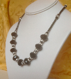 Faceted Crystal Rondelles Necklace (Jet)