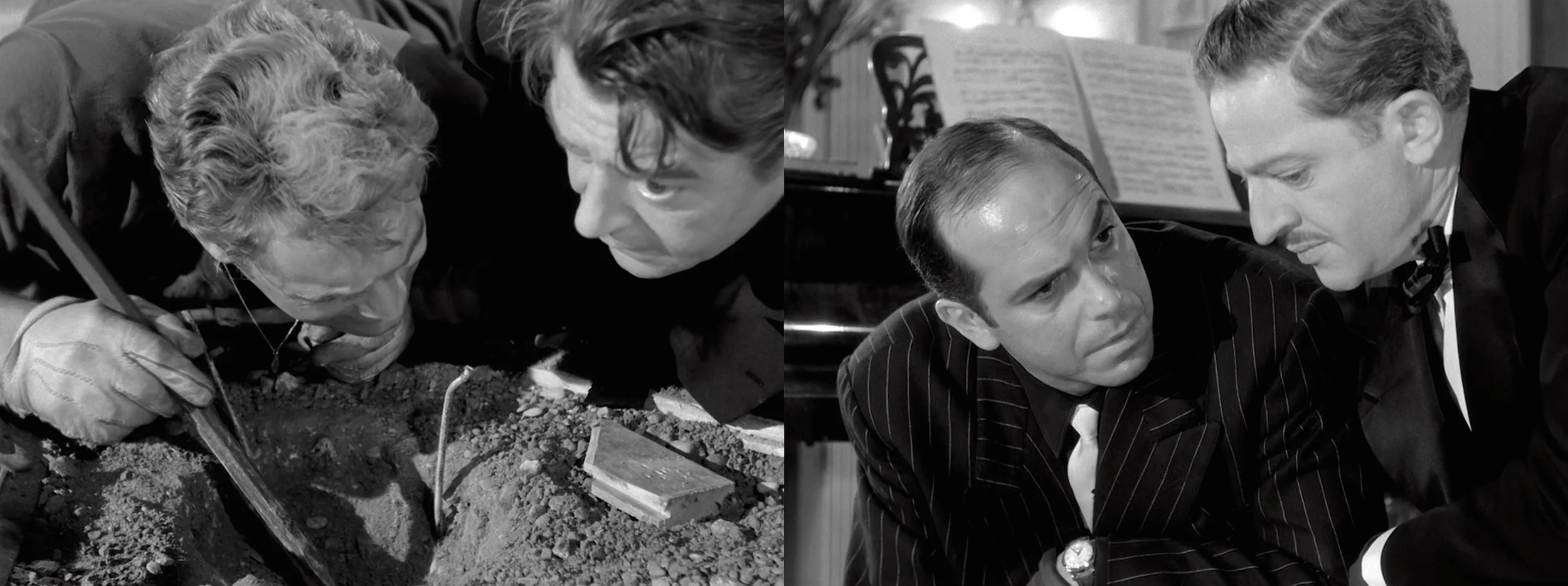 Falling debris disturbs the quiet of the heist.