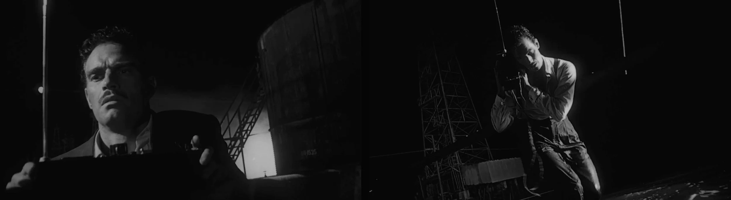 Surveillance: Charlton Heston as Miguel "Mike" Vargas listening in to Hank Quinlan.