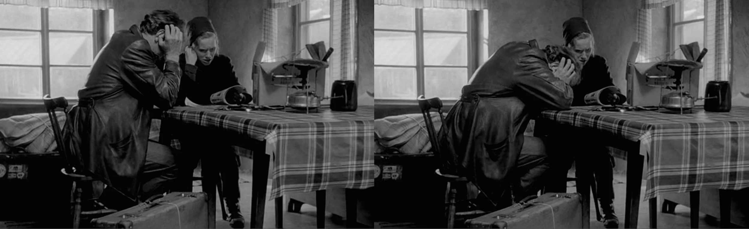 The distant sound of explosions; the torment of war: Max von Sydow and Liv Ullmann in Bergman's Shame [1968].