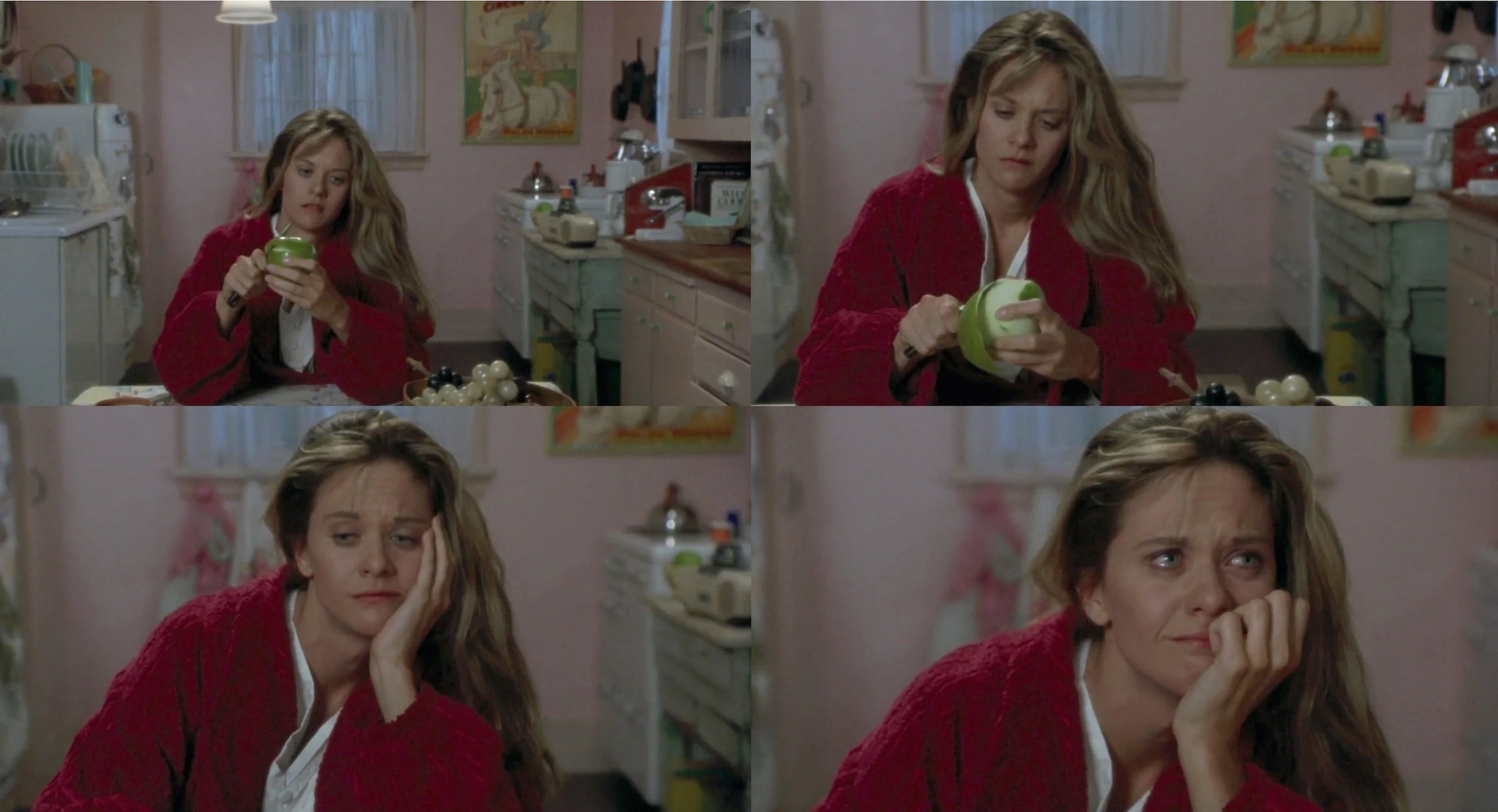 A distant voice from across the airwaves: Meg Ryan moved to tears in this Bergman-esque sequence from Sleepless in Seattle [1993]. Little surprise perhaps to find out that Sven Nykvist - Ingmar Bergman's longtime collaborator - worked as cinematogra…