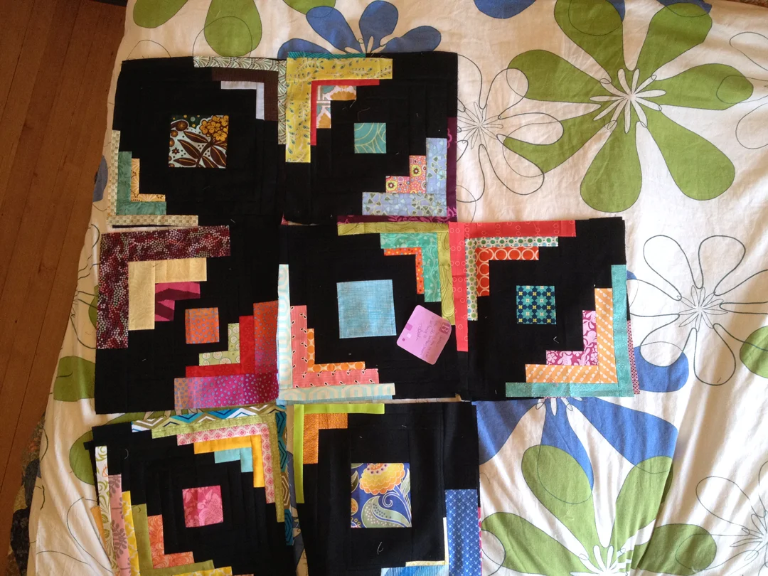 Using the Film in the Fridge tutorial for her Converging Corners log cabin blocks.