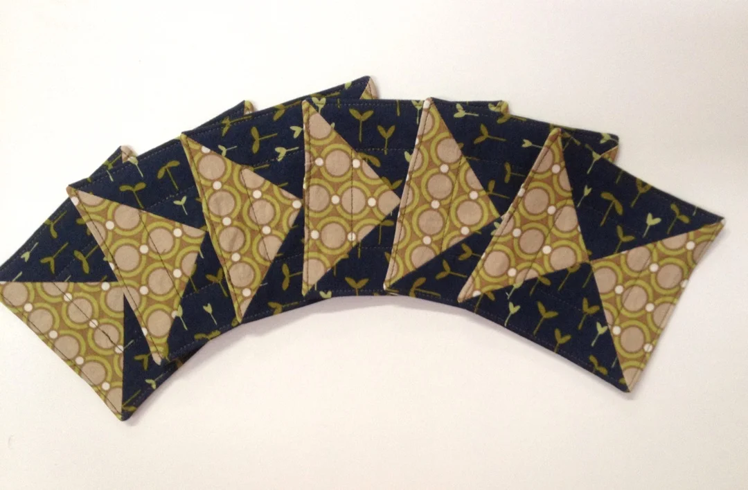 Contemporary Coasters in Navy and Tan
