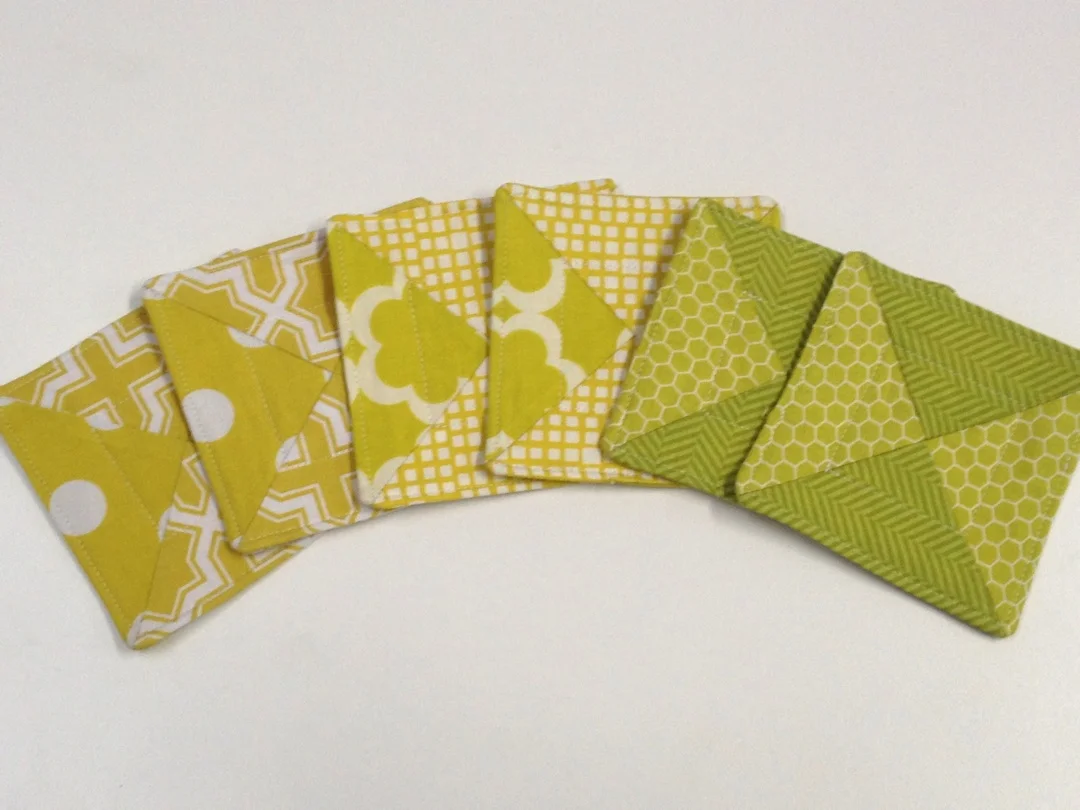 Contemporary Coasters in Green and Chartreuse