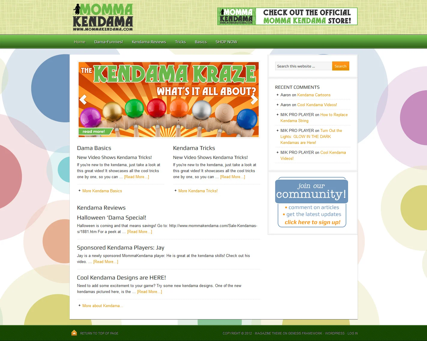 momma kendama blog homepage