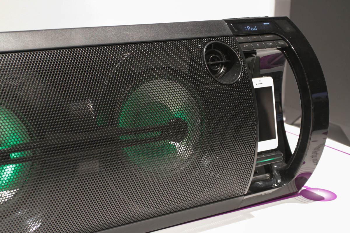 Sony Bluetooth speaker with Trey's iPhone docked