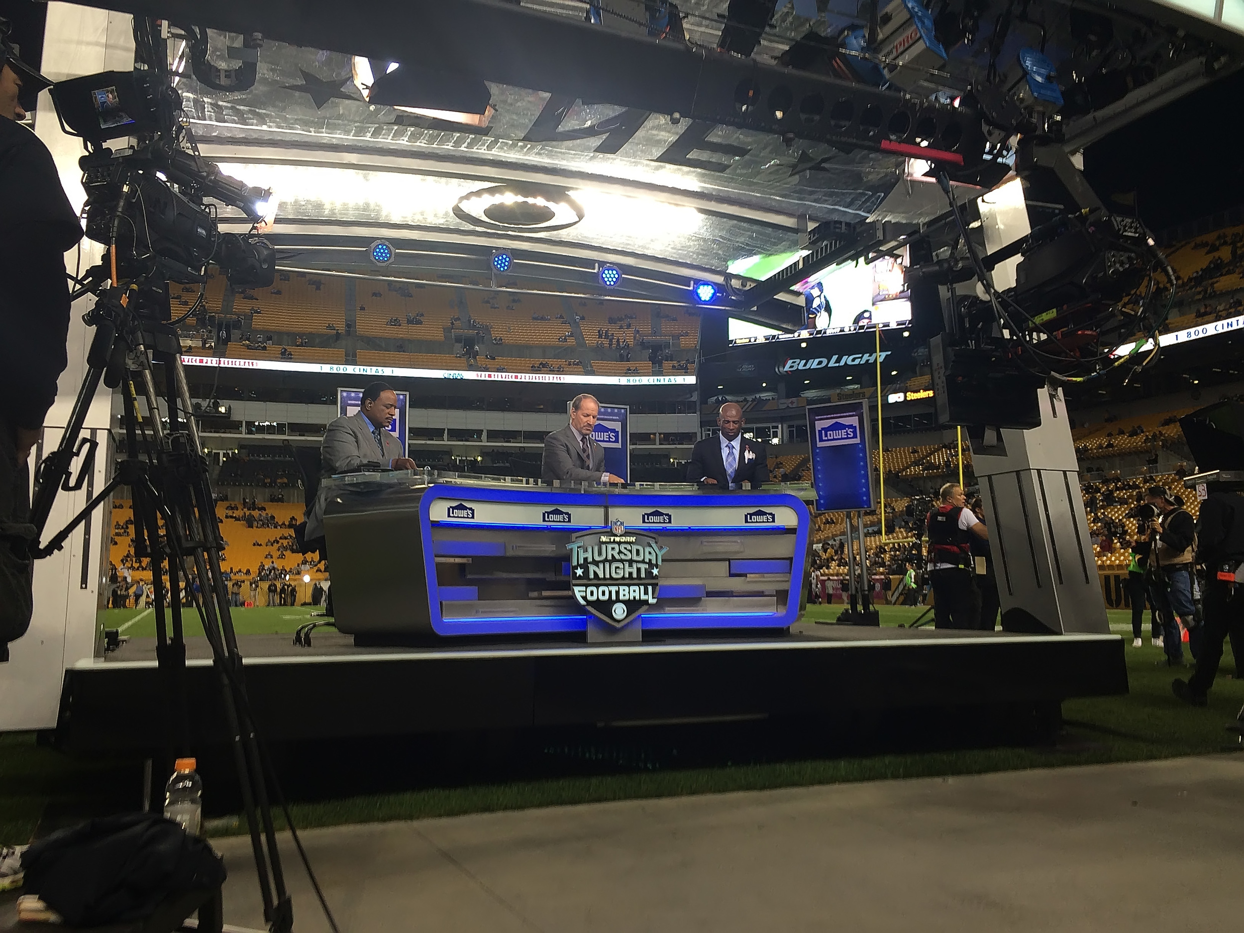 CBS Thursday Night Football crew - Left to right: James Brown, Bill Cowher, Deion Sanders. 