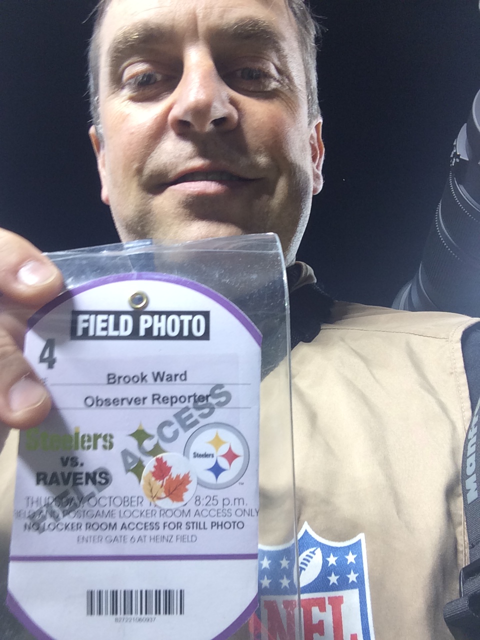 Me and my media pass (taken with my iPhone)