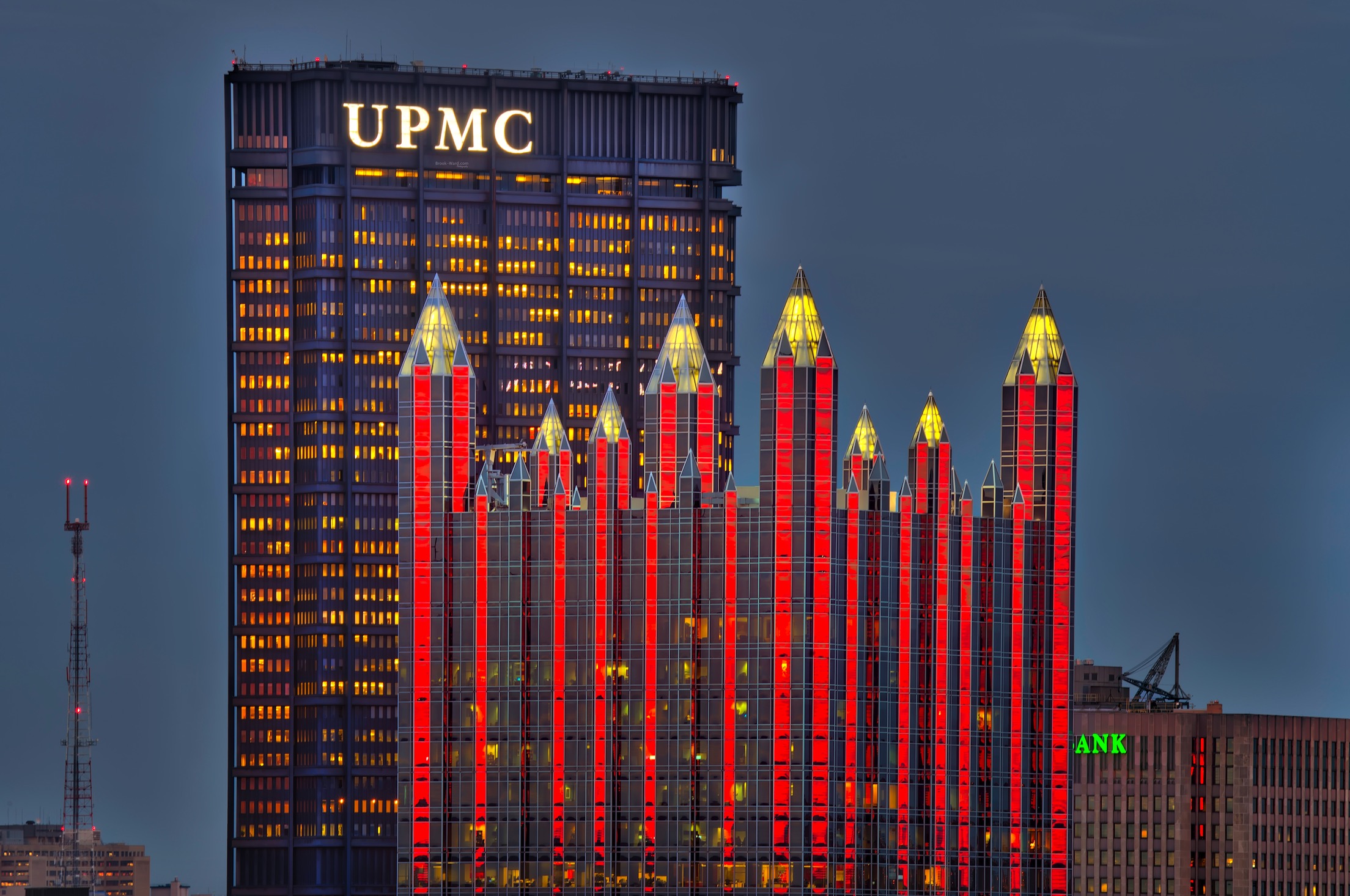 Sunset reflecting off the PPG building