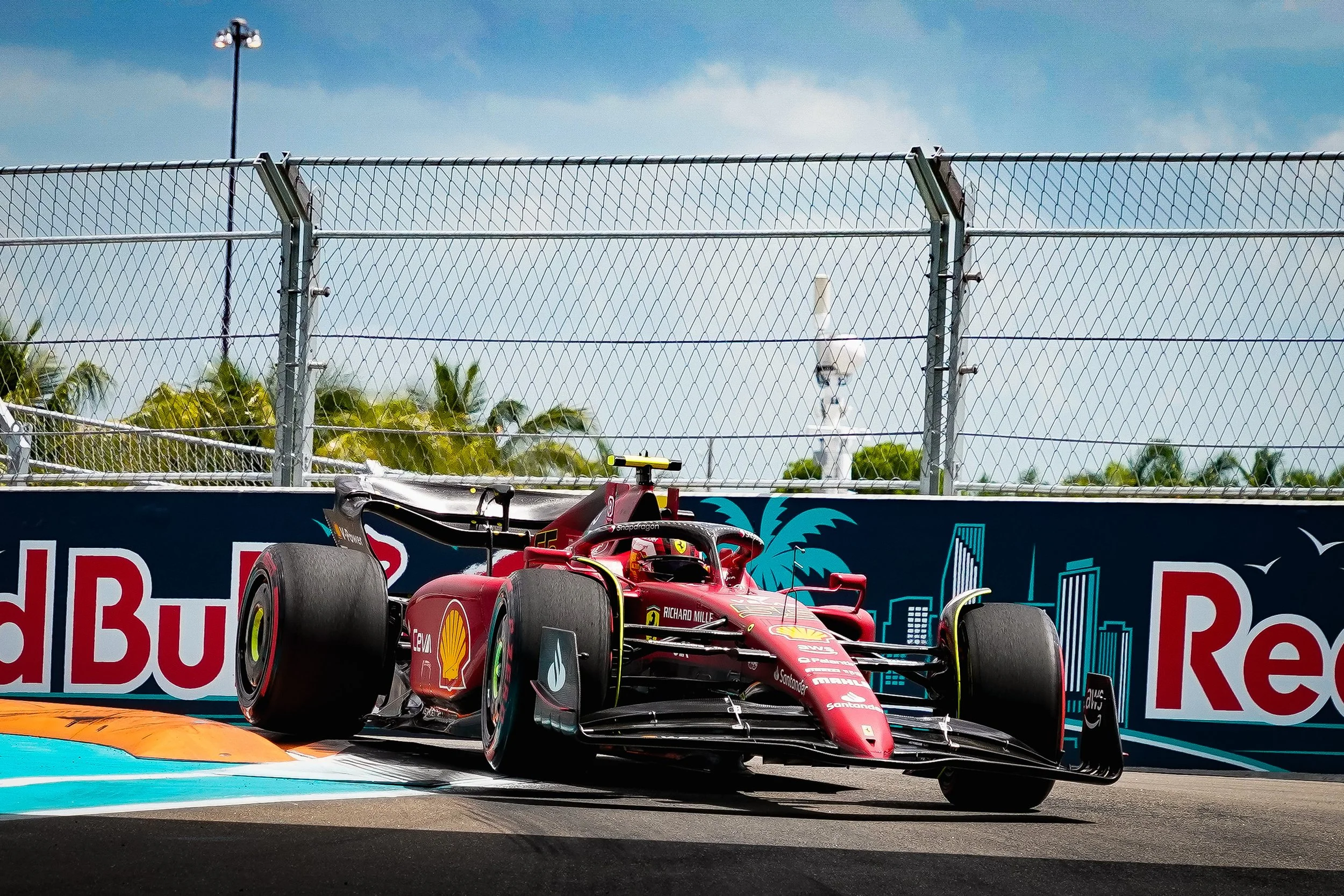 Leclerc rounding the corner - Miami GP