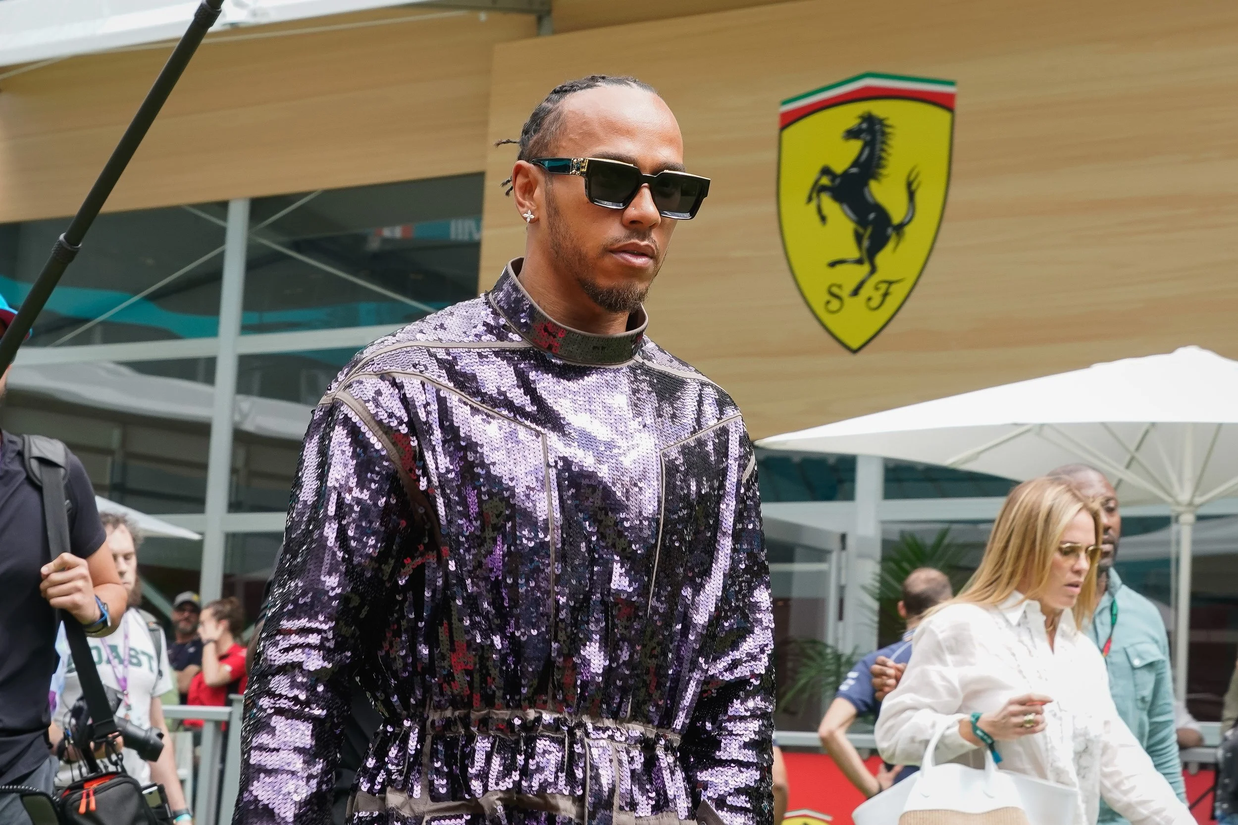 Lewis Hamilton in Miami GP Team Village