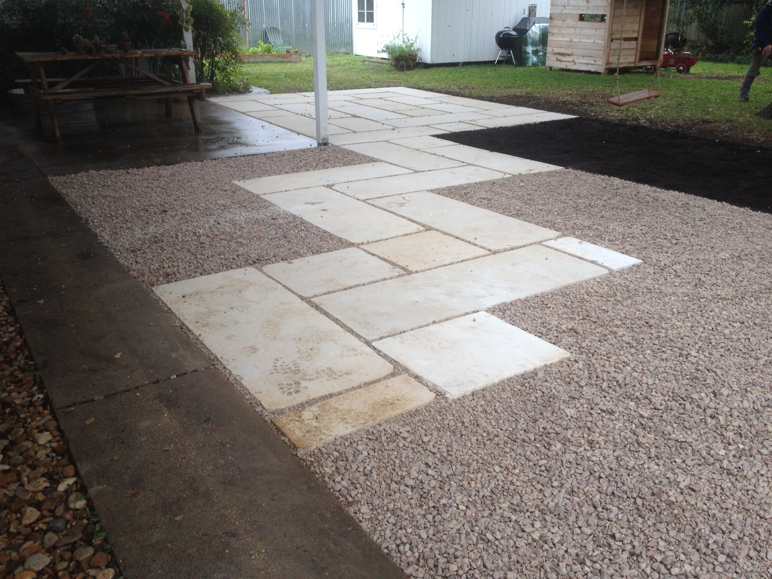 Sawed Limestone Patio