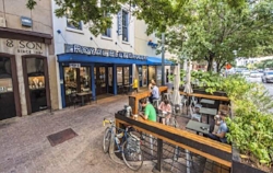 First Pocket Patio installed outside of Royal Blue Grocery on South Congress in Austin, Texas