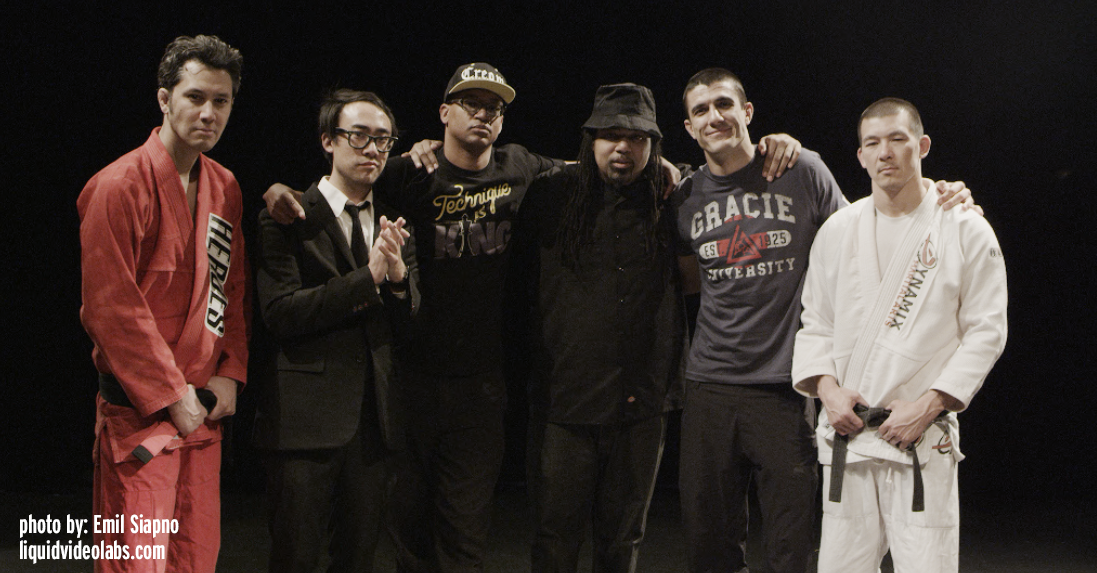 Alan "Gumby" Marques, Mike Relm, Adisa Banjoko, Rakaa Iriscience, Rener Gracie and Henry Akins at Area 51 (thats G-14 classified). 