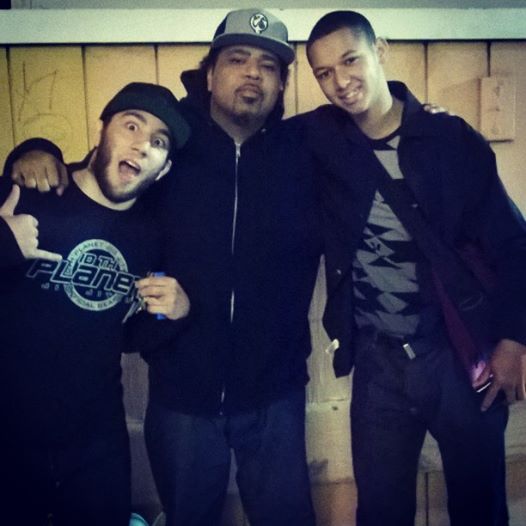 Denny Prokopos, Rakaa Irsicience and Purple Yin Poison after rolling and recording.