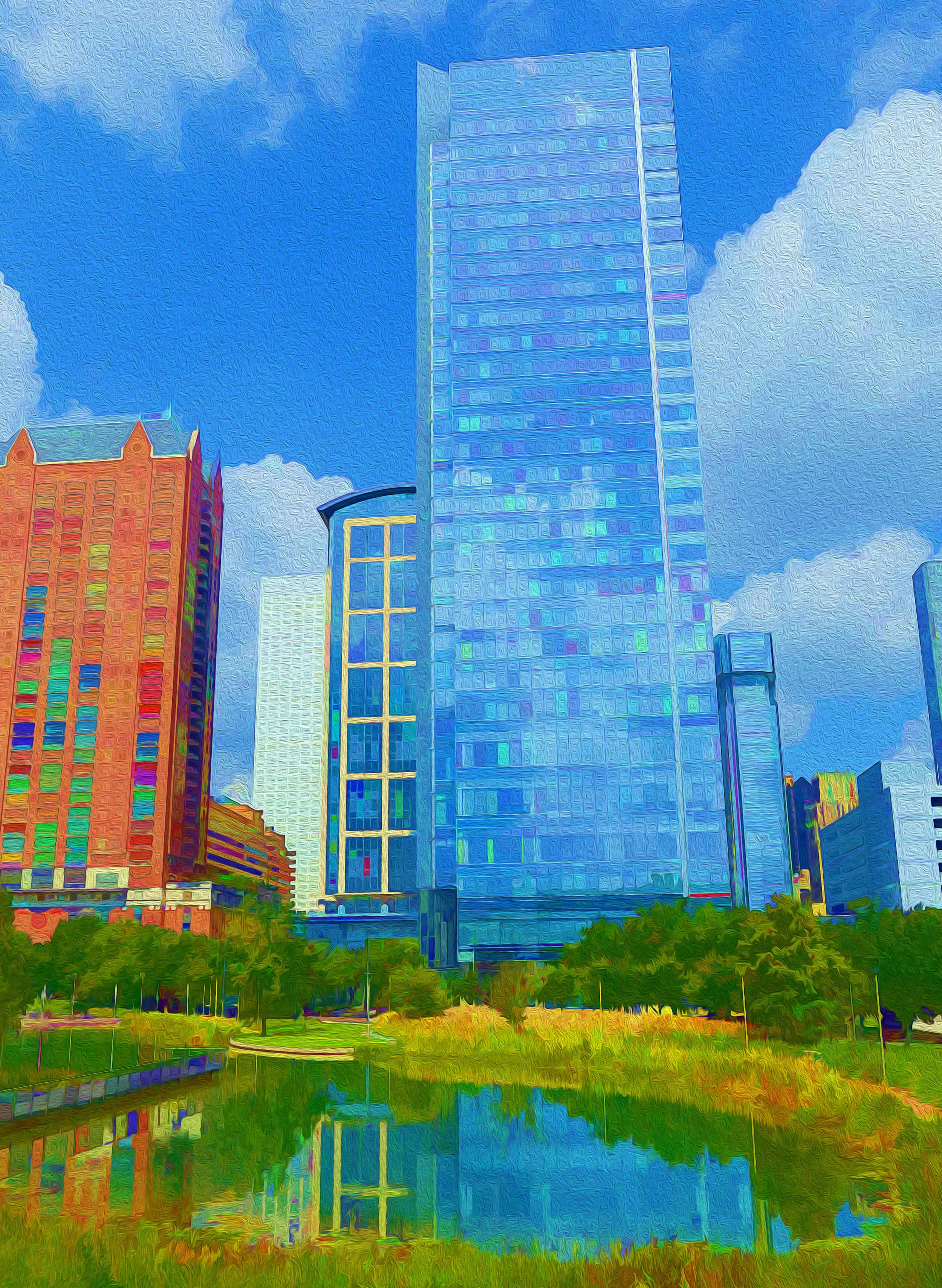 Discovery Green Park, downtown Houston - edited with Topaz Simplify