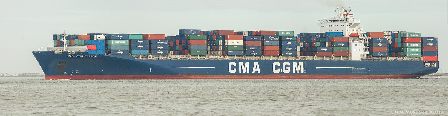 CMA CGM Tarpon container ship headed for the Port of Houston Sony 700 with 70-400mm 1/1600 sec. f/5.6 ISO 1000